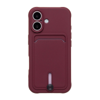 Чехол SC304 для iPhone 16 с картхолдером силиконовый бордовый 001