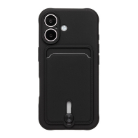 Чехол SC304 для iPhone 16 с картхолдером силиконовый черный 001