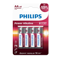 Батарейка алкалиновая АА Philips Power Alkaline LR6P4B 51 4 шт блистер 001