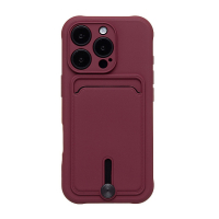 Чехол SC304 для iPhone 16 Pro с картхолдером силиконовый бордовый 001