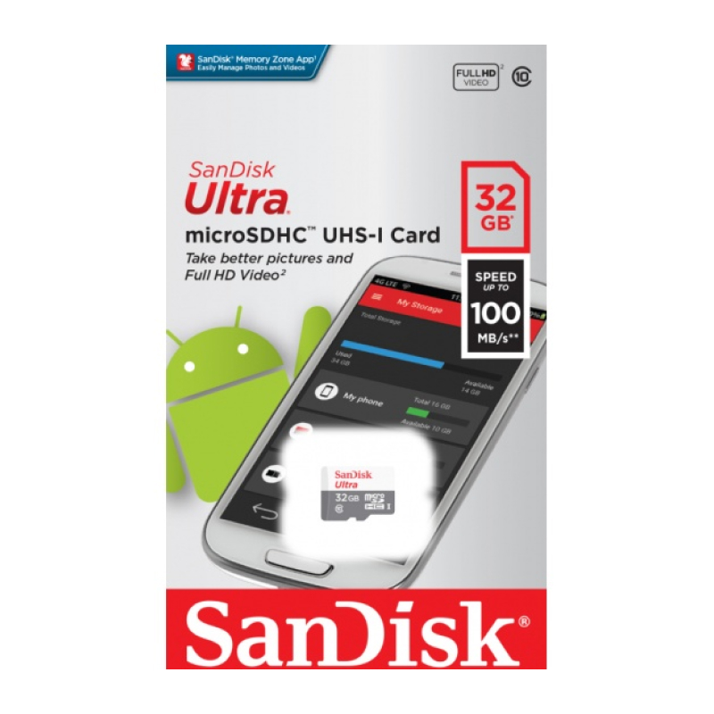 Карта памяти SanDisk 32GB MicroSDHC class 10 UHS-I (без адаптера SD) 002